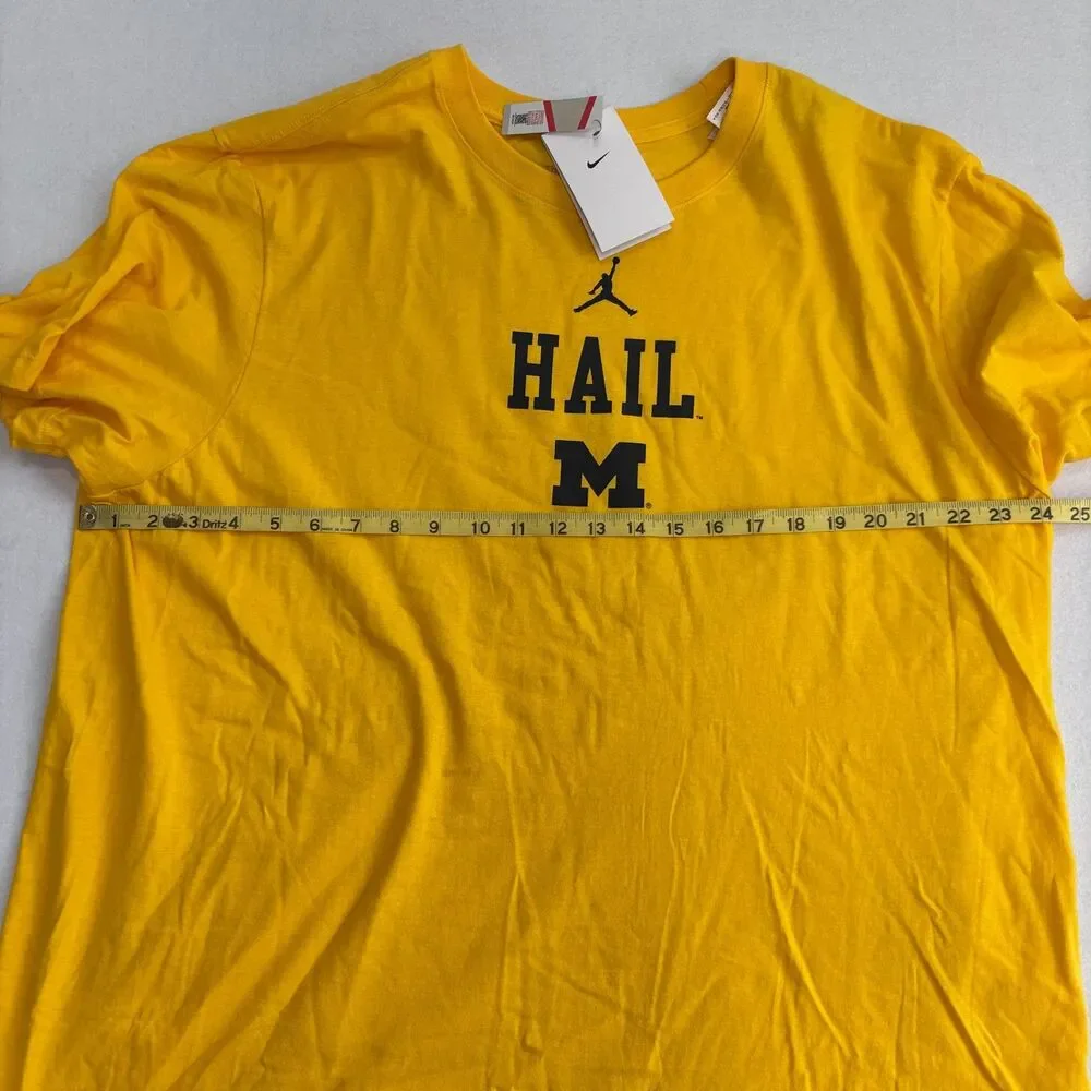 Jordan U of M Michigan Wolverines T-Shirt Mens XXL Maize Blue Short Sleeve Nike
